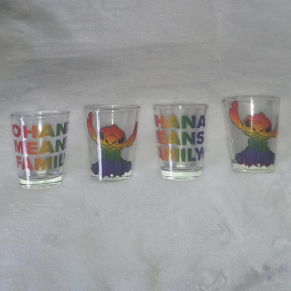 DISNEY LIMITED EDITION PRIDE LILO AND STITCH SHOT GLASSES. 4 GLASSES. NEVER USED - Picture 3 of 5